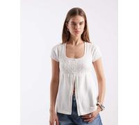 Hollister - Top stile babydoll a corsetto a maniche corte bianco XS