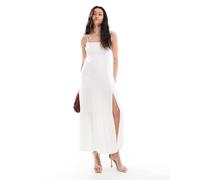 Hollister - Vestito lungo stile babydoll bianco con scollo quadrato e spacco L