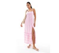 Hollister - Vestito lungo stile babydoll rosa a righe-Multicolore XXL