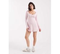 Hollister - Vestito maglia corto stile babydoll rosa con bottoni frontali XS
