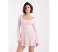 Hollister - Vestito maglia corto stile babydoll rosa con bottoni frontali XXL