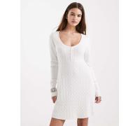 Hollister - Vestito maglione corto stile babydoll bianco con bottoni sul davanti XS
