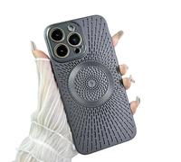 Hollow Back Panel Heat Dissipation Breathable Mobile Phone Case for iPhone 16/15/14/13/12 Promax, Hole Full Back Camera Lens Protection, Shockproof Hard Pc Slim Cover with Magnetic Ring (13Pro,Black)
