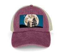 Hollow Baseball Cap Pine Trees of The Moon Classico Papà Cappello Regolabile Cotone Baseball Cappello Sport Visiera Cappello, Vino rosso, Taglia unica