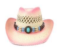 Hollow Out Gradientenfarbe Cowboy Unisex Cowgirl Wide Brim Bride Crochet Western Light High Anti UV Gradiente Colore Per Uomini Cappelli Per Donne Uomini Cosplay Party Big Rand Hats, b, Taglia unica