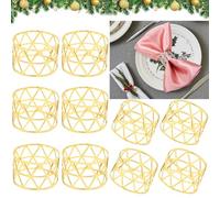 Hollow Out - Set di 10 portatovaglioli, portatovaglioli, universali, con fibbia per tovaglioli, fermaglio per tovaglioli, decorazione da tavolo per matrimoni, cene (oro)