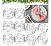 Hollow Out - Set di 10 portatovaglioli, portatovaglioli, universali, con fibbia per tovaglioli, fermaglio per tovaglioli, decorazione da tavolo per matrimoni, cene (argento)