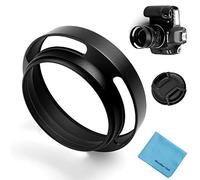 Hollow paraluce, Fotover universale Hollow ventilato inclinato curvo paraluce in metallo con centro Pinch copriobiettivo per Leica Canon Nikon Sony Pentax Olympus Fuji fotocamera + panno di pulizia in microfibra