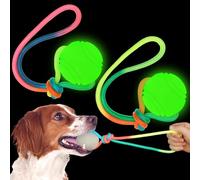 Hollowfly 2 pezzi 30,5 cm Glow in The Dark Dog Training Ball su corda incandescente gomma cane corda giocattoli palla con manico corda giocattolo per cani per rimorchiare addestramento animali
