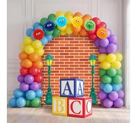 Hollowfly 53 pezzi decorazioni per feste di compleanno in strada a tema cartone animato colore primario forniture per feste includono banner sfondo palloncini in lattice palloncino per strada baby