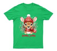Holly Jolly Christmas Deer T-Shirt Unisex Regalo Retrò Stagionale...
