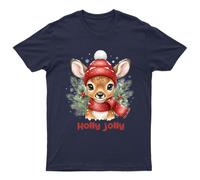 Holly Jolly Christmas Deer T-Shirt Unisex Regalo Retrò Stagionale...