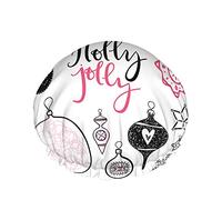 Holly Jolly Cuffia da a,Divertente Doodle Albero di Natale Giocattolo Icone delle Vacanze Cuffie da Bagno Impermeabili a Doppio Strato Perfette per Tutte Le Lunghezze E Gli Spessori Dei Capelli