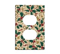 Holly Jolly Placche di copertura per interruttore della luce, design festivo verde e rosso per decorazione da parete, piastre da parete in materiale termoplastico, presa singola duplex di dimensioni