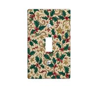 Holly Jolly Placche di copertura per interruttori della luce, design festivo verde e rosso per decorazione da parete, piastre da parete in materiale termoplastico, dimensioni standard, interruttore