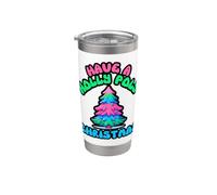 Holly Poly - Albero di Natale colorato con citazione divertente per le vacanze Bicchiere termico in acciaio inox doppia parete
