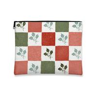 Holly - Trousse per trucchi patchwork, rustica, vintage, da viaggio, per donne, organizer portatile con cerniera, borsa regalo per le vacanze, Rosso, 7x9 Inch, Agrifoglio