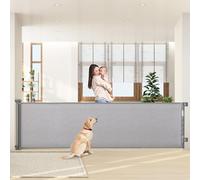 HollyHOME Cancello retrattile per scale, 300 cm, extra largo, con una sola mano, cancelletto di sicurezza per bambini e animali domestici, per interni ed esterni, grigio