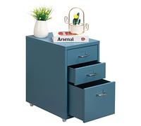 HollyHOME Classificatore mobile con 3 cassetti Cartella portadocumenti scorrevole sotto la scrivania Armadietto portaoggetti in metallo con ruote per casa e ufficio Blu