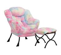 HollyHOME Poltrona Con Poggiapiedi Relax, da Lettura e Salotto, Con Braccioli, Sedia Leisure Sofa in Acciaio, Aurora