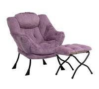 HollyHOME Poltrona con Poggiapiedi Relax Poltrona Poltrona da Lettura Poltrona Salotto, Poltrona Camera da Letto Leisure Sofa Sedia Relax in Acciaio, Peluche Viola