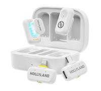 Hollyland Lark A1 Combo Bianco(2TX+2RX+Case) Microfono Wireless | Audio di Alta Qualità, Connessione 200m, Tripla Riduzione del Rumore, Lunga Autonomia, 48kHz/24Bit, per iPhone/USB-C, Vlog