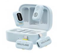 Hollyland Lark A1 Combo - Microfono wireless con USB-C RX + Lightning RX + custodia di ricarica, colore: azzurro cielo