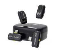 Hollyland LARK A1 Combo - Mini microfono wireless per iPhone e Android (2 TX + RX USB-C + RX Lightning + custodia di ricarica), microfono magnetico per YouTube, TikTok, podcast, vlogging (Nero)