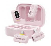 Hollyland Lark A1 Combo (rosa nuvola, con USB-C RX + Lightning RX + custodia di ricarica) microfono wireless