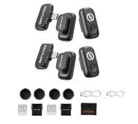 Hollyland Lark A1 Mini Duo - Microfono Lavalier wireless per smartphone USB-C, 4 trasmettitori, 2 ricevitori USB-C, cancellazione del rumore, audio 48 kHz/24 bit