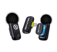 Hollyland LARK A1 Mini Duo - Mini microfono wireless per iPhone 14/13/12 (2 TX + Lightning RX), microfono magnetico per YouTube, TikTok, podcast, vlogging (Nero, Senza Custodia di Ricarica)