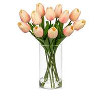 Hollyone 12 tulipani artificiali come veri rosa piccoli fiori tulipani nel vaso arte tulipani estetici tulipani fiori falsi per la casa, la stanza, il matrimonio