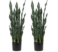Hollyone 2PCS Piante artificiali sansevieria Finta da 94 cm con Serpente con Vaso, Agave Finta pianta Finta per casa Giardino Ufficio, Verde