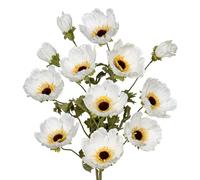 Hollyone 3 papaveri artificiali con stelo lungo 71 cm, fiori e boccioli di papavero finti bianchi, fiori in finta seta per decorazioni per il giorno della memoria, tombe, decorazioni per la casa,