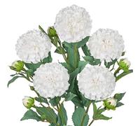 Hollyone 5 pezzi dalie artificiali bianche fiori artificiali rami con gemme, composizione floreale dalia, gambo lungo finto fiore di seta per vaso, decorazione da tavolo, matrimonio, decorazione per