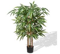 Hollyone Piante artificiali di bambù alte da 1,2 m, alberi finti decorativi con tronchi in vero legno e foglie realistiche, per casa, soggiorno, ufficio, interni