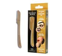 Hollywood Browzer Rasoio per Dermaplaning Viso Donna, Rimuove Peli e Cellule Morte Senza Dolore, per Viso e Corpo, Lama in Acciaio Inox, Manico Ecologico, Custodia Protettiva inclusa (Oro)