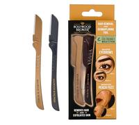 Hollywood Browzer Set da 2 Rasoi per Dermaplaning Viso Donna, Rimuove Peli e Cellule Morte Senza Dolore, Viso e Corpo, Lama in Acciaio Inox, Custodia Protettiva inclusa (Oro e nero)