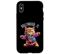 Hollywood Florida USA divertente simpatico gatto danzante colorato design Custodia per iPhone X/XS