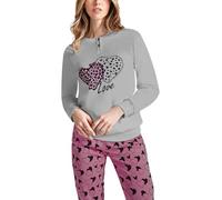 HOLLYWOOD MILANO Pigiama Donna Invernale in Cotone Interlock, Art. FR45754 Grigio Chiaro S