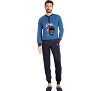 HOLLYWOOD MILANO Pigiama Uomo Invernale in Cotone Interlock, Art. FR019 Jeans Melange XL