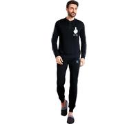 HOLLYWOOD MILANO Pigiama Uomo Invernale in Cotone Interlock, Art. FR022 Nero M