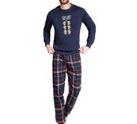 HOLLYWOOD MILANO Pigiama Uomo Invernale in Cotone Interlock, Art. FR44900 Blu M