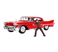Hollywood Rides Jada Modellino Auto: Cadillac Serie 62 1958 Rossa, con la Figura di Freddy Krueger di Nightmare On Elm Street, Scala 1:24