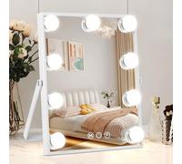 Hollywood - Specchio cosmetico con luci, specchio illuminato per trucco, 9 lampadine dimmerabili, rotazione a 360 gradi, luminosità regolabile, design elegante
