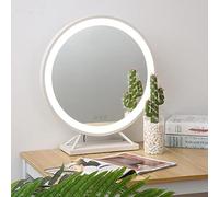 Hollywood Vani Touch - Specchio da trucco con luci, rotondo, retroilluminato, per spogliatoio e camera da letto, 58 cm, base bianca, 600 mm, decorazione per la casa Glam & Slish