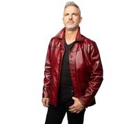 Hollywood Vintage Jacket Giacca in pelle di agnello Rossa ispirata al film FIGHT CLUB. (IT, Testo, S, 3XL, Regular, Regular, ROSSO)