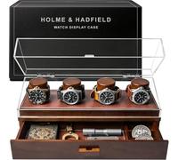 Holme & Hadfield Elevate la vostra collezione di orologi con The Watch Deck - Espositore per 4 orologi di qualità superiore - Regalo elegante per uomini - Scatola di legno per orologi da uomo