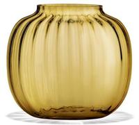 Holmegaard Vaso ovale H12,5 Primula motivo ottico in vetro soffiato a bocca, giallo