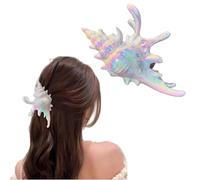 Holographic Conch Shape Hair Claws, Summer Beach Gifts Hair Accessories, Non Slip Strong Hold Hair Barrette For Thin Thick Curly Women